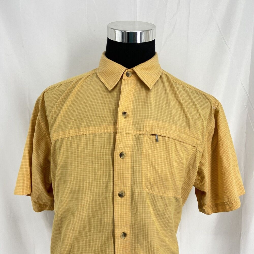 The North Face Mens L Shirt Short Sleeve Button Up Check Hiking Fishing Camping